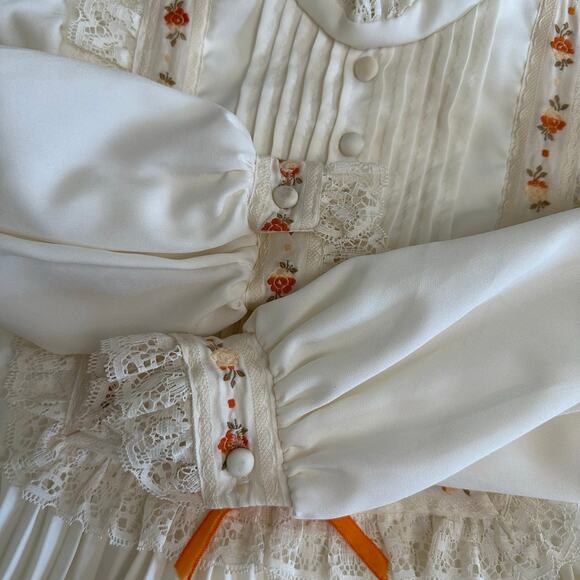 Vintage Dorissa of‎ Miami Girls White Pleated Lace Dress Size 6X Embroidered - Picture 9 of 13